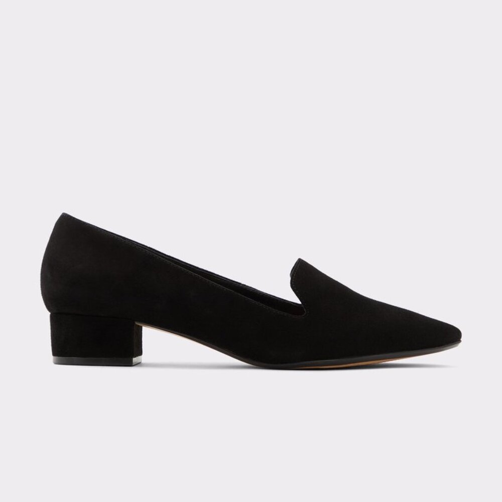 NWT ALDO VIGOMA Womens Suede Loafer Pumps BLACK 10 US